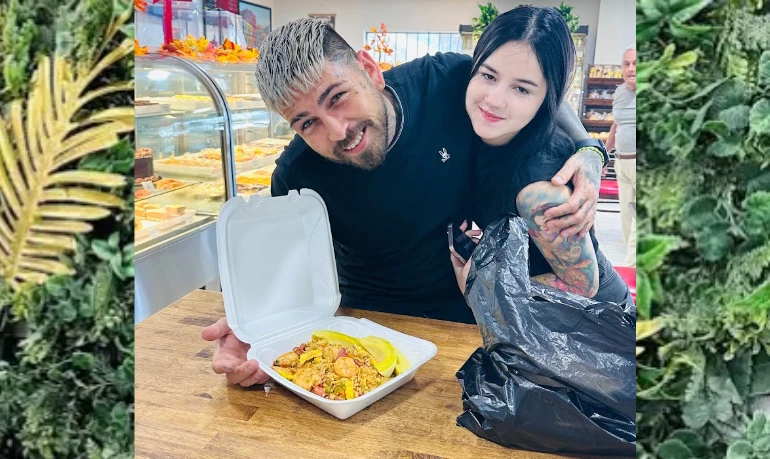 Happy customers enjoying authentic Cuban food at Los Vecinos Super Market & Bakery in Tampa